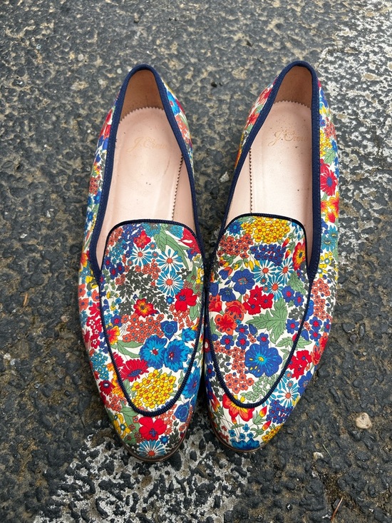 J. Crew Shoes - J. Crew Floral Canvas Slip-On Loafers - Blue, Red, Yellow